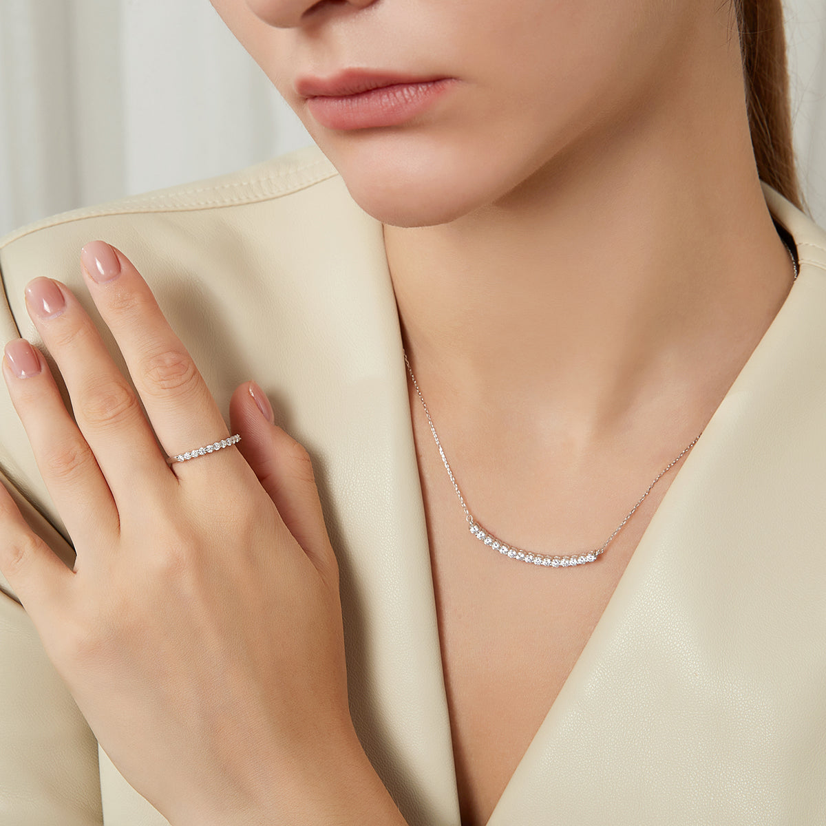 Moissanite Sterling Silver Necklace
