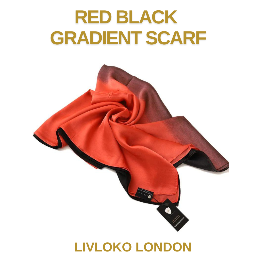 Red and black gradient satin scarf for women, a Mother's Day gift idea