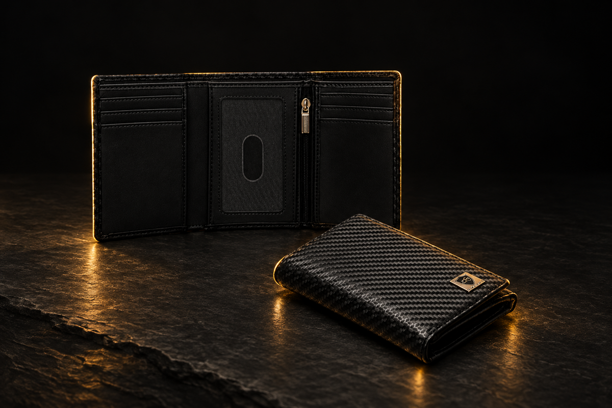 Men's black wallet with zip coin pocket by LIVLOKO