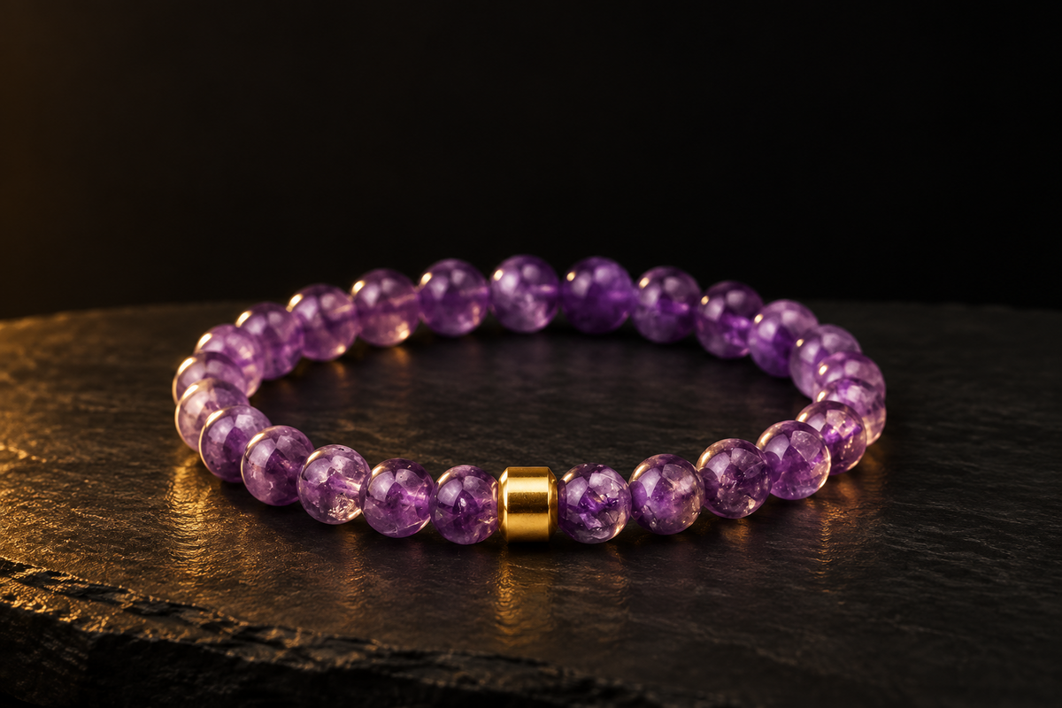 Amethyst bead bracelet by LIVLOKO, a birthday gift for her