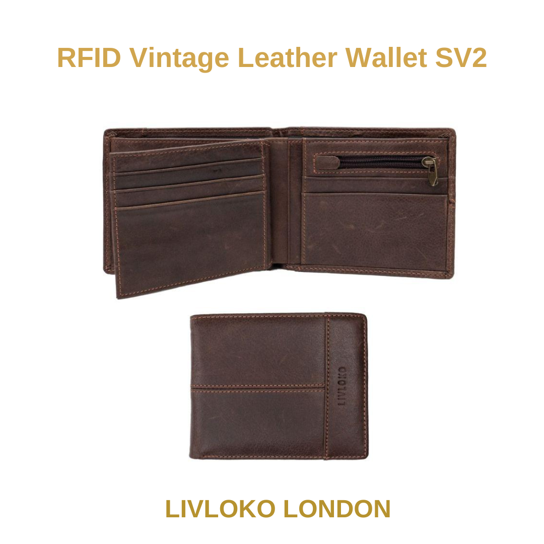 Vintage style brown leather wallet with a worn, rich patina
