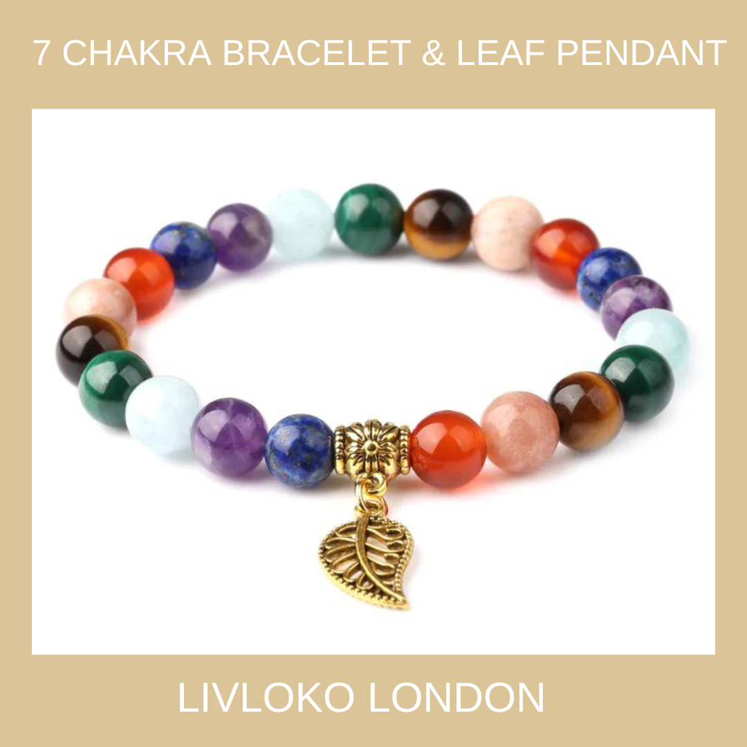 7 Chakra Bracelet & Leaf Pendant