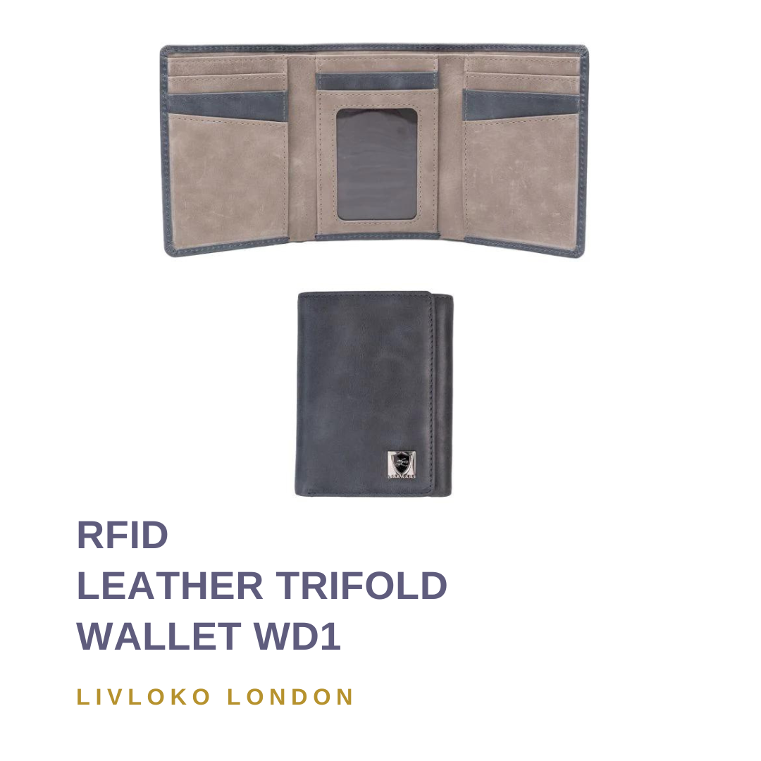 Open trifold wallet showing card slots and a note compartment