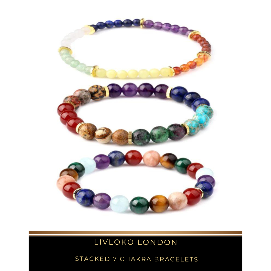 Stacked 7 Chakra Bracelets - Livloko London