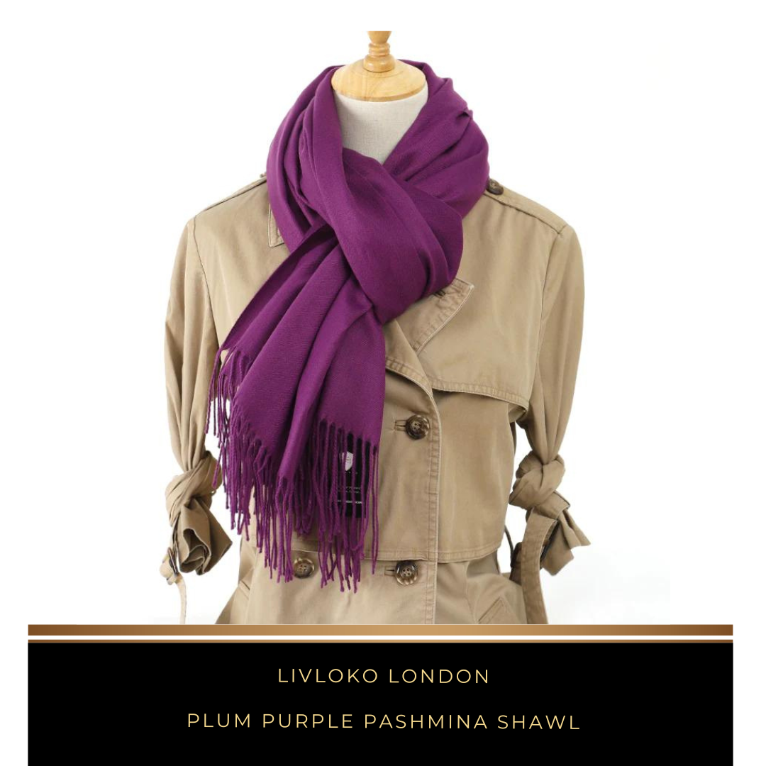 Plum Purple Pashmina Shawl - Livloko London