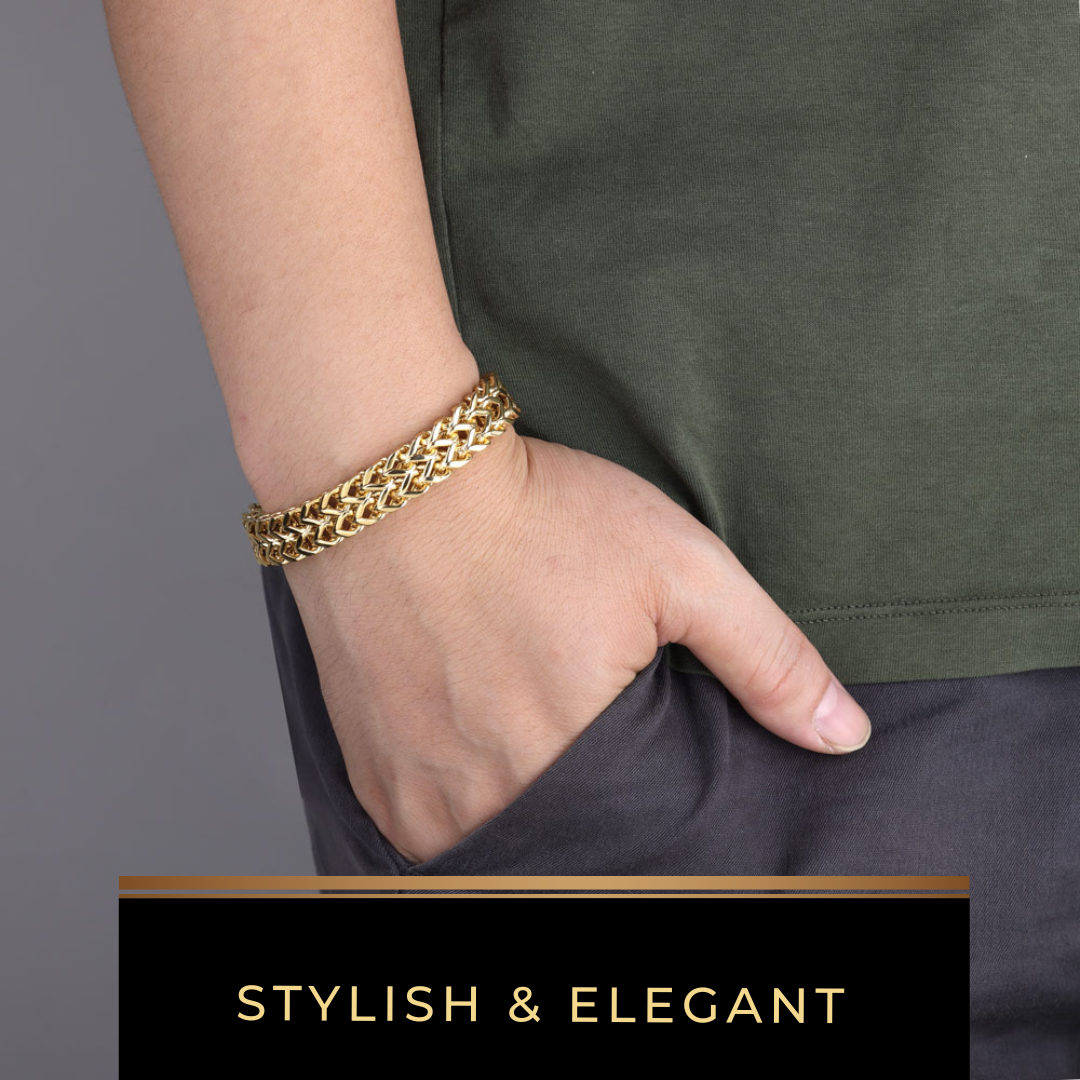 Men's Gold Chain Curb Bracelet - Livloko London