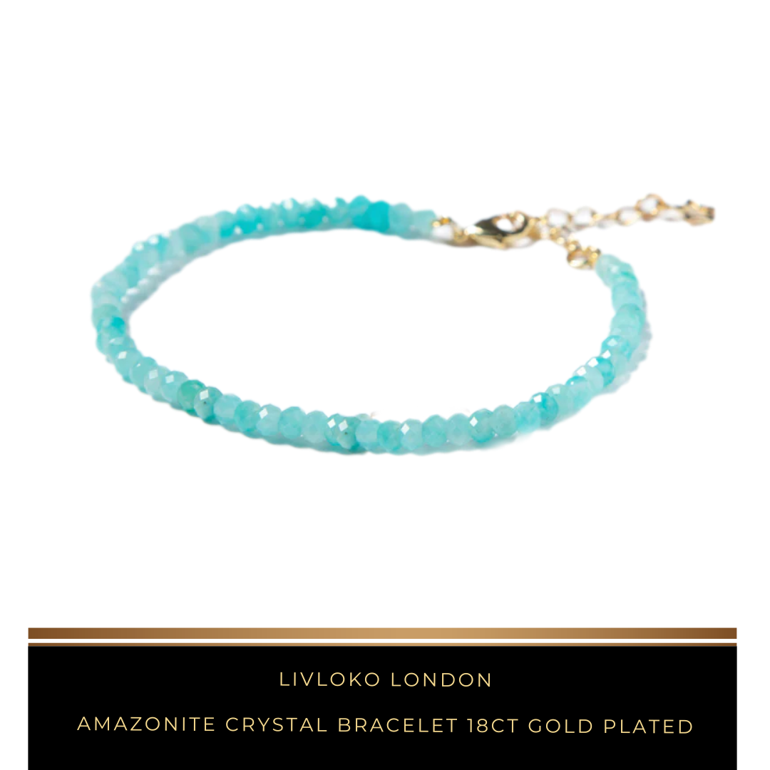 Amazonite Crystal Bracelet 18ct Gold Plated - Livloko London