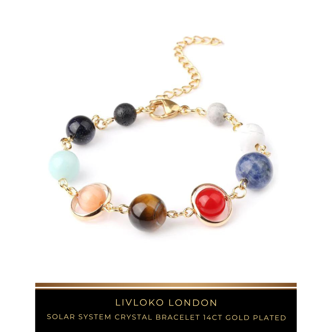 What is Solar system crystal bracelet 14ct gold plated? - Livloko London