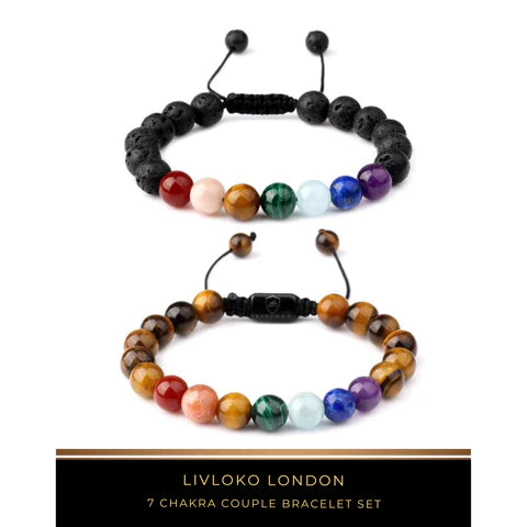7 Chakra Couple Bracelet Set - Livloko London