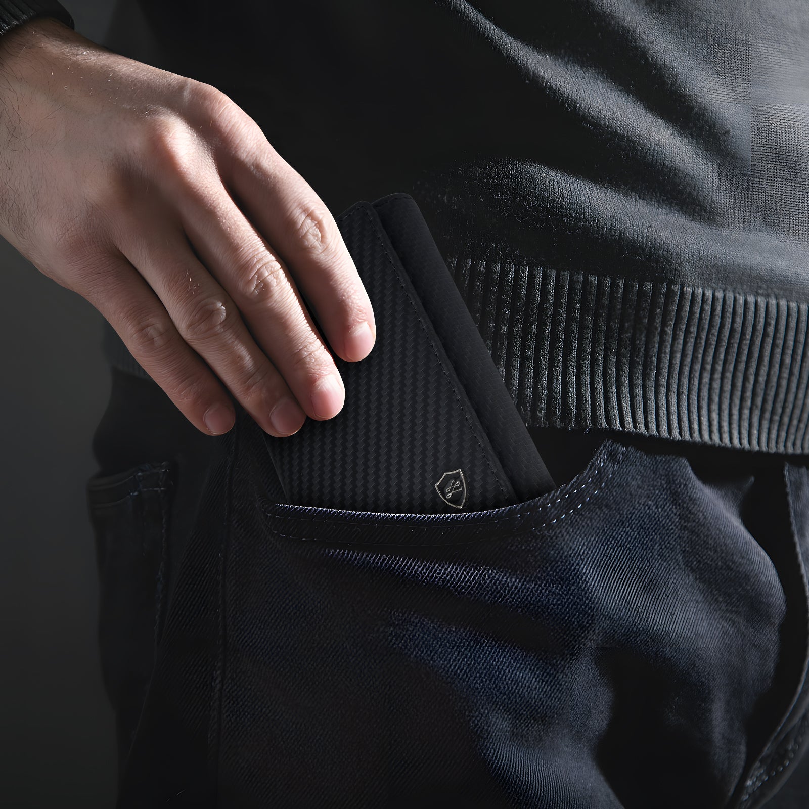 Tri-fold RFID Chip Wallet carbon fiber wallet