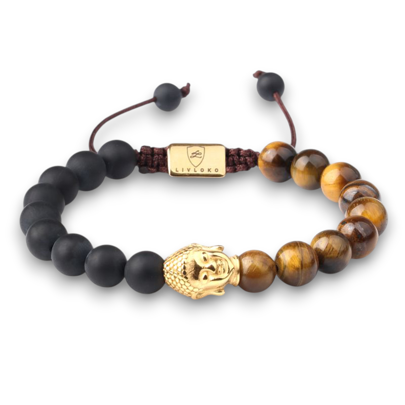 Tiger Eye and Agate Buddha Bracelet agate & tiger eye product image