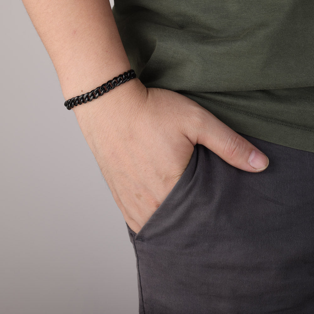 Men's Cuban Black Bracelet male chain bracelet