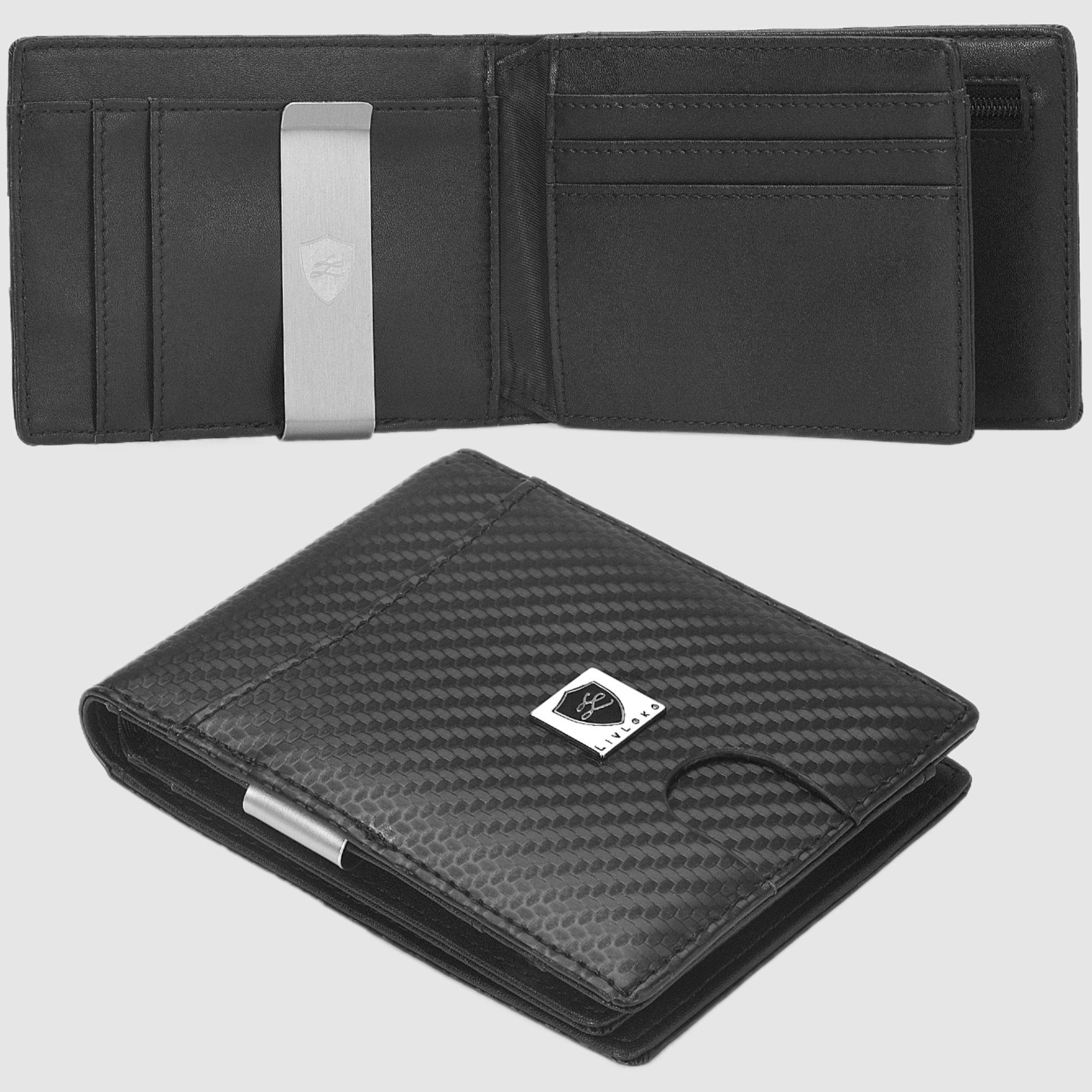 Designer Men's Wallet with Money Clip wallet black mens