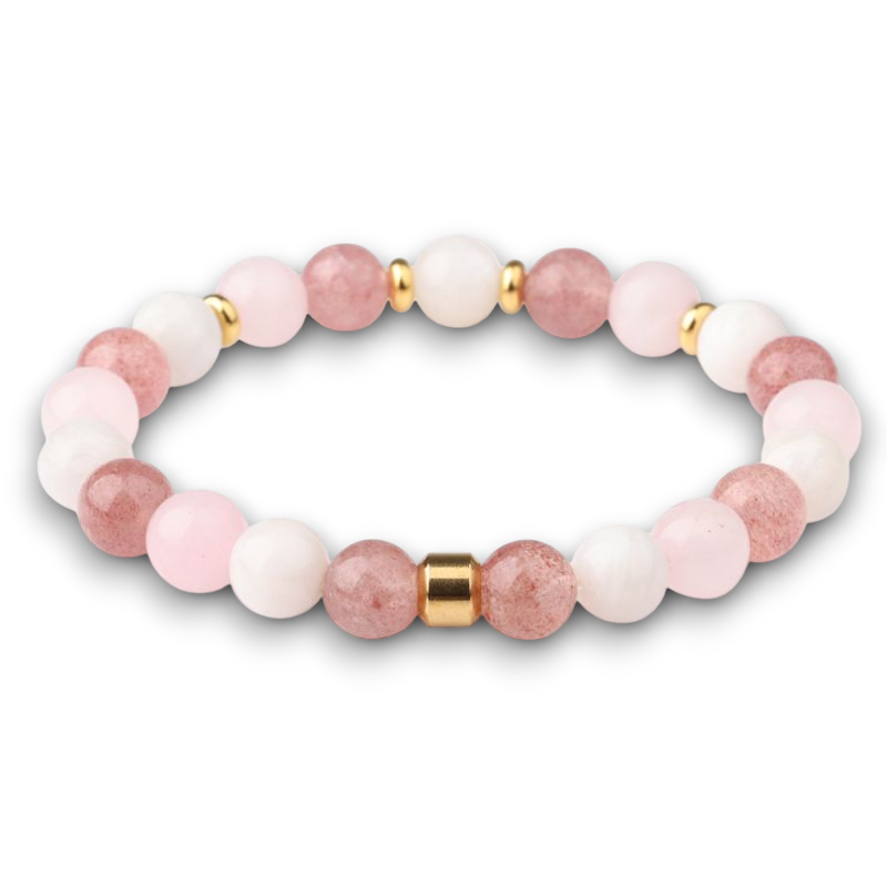 Rose Quartz Bracelet with Moonstone and Strawberry Quartz rose quartz & moonstone chakra pendant product image