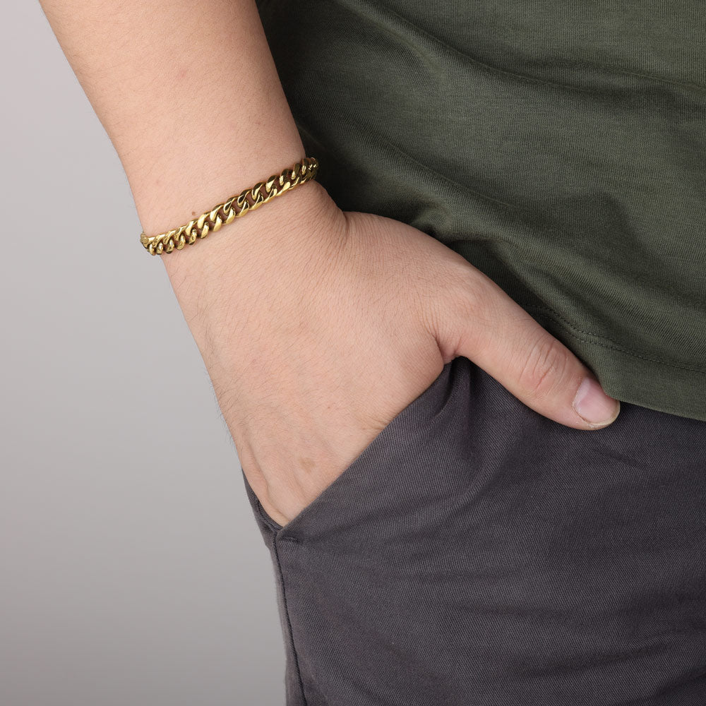 Men's Gold Curb Bracelet  Gold Curb Bracelet