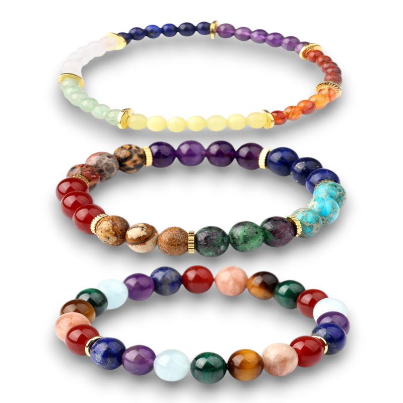 Bracelet Set 7 Chakra gold Plated amethyst, agate & lapis lazuli chakra pendant product image