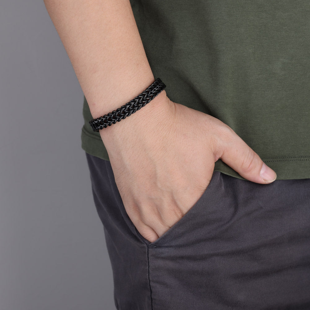 Men's Black Cuban Link Chain Bracelet Cuban Link Chain Bracelet