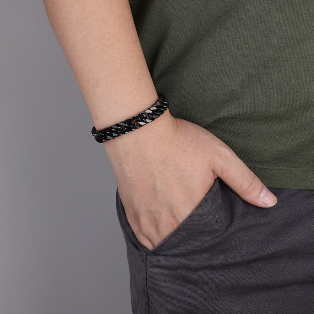 Men's Black Designer Cuban Bracelet Men's Black Bracelet