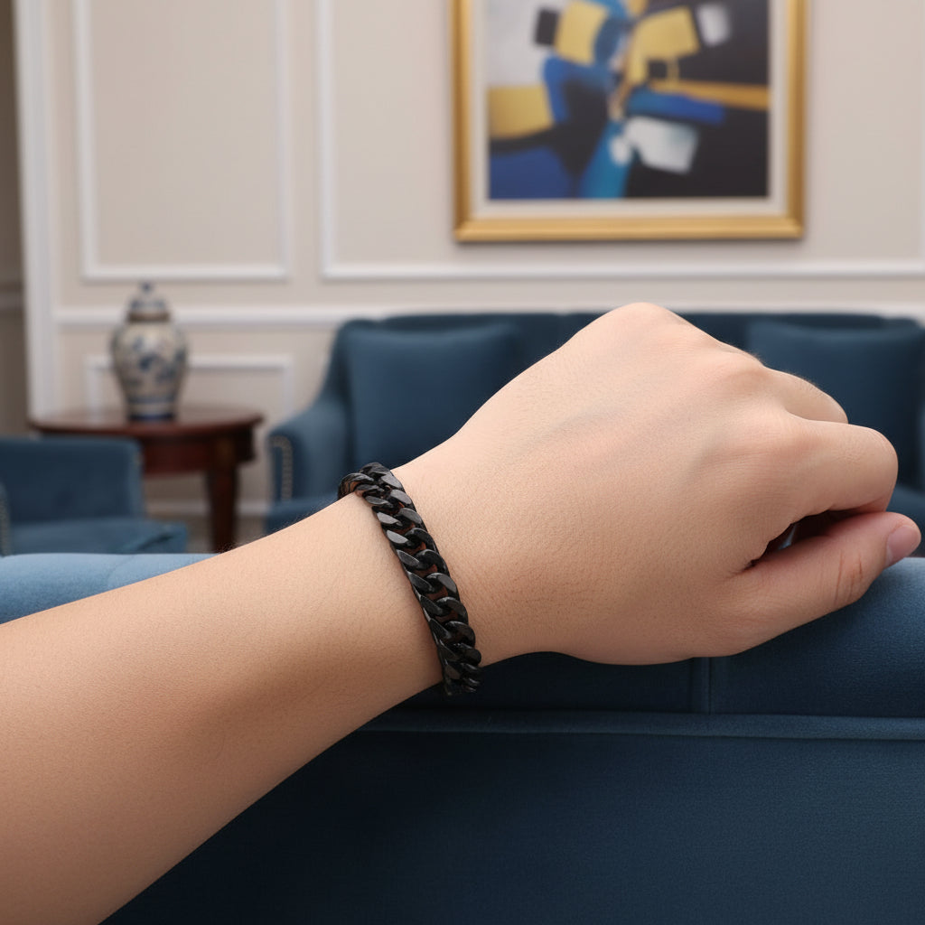 Men's Black Designer Cuban Bracelet