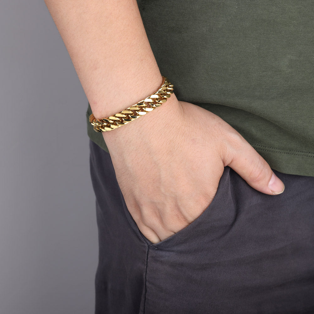 Gold Cuban Link Chain Bracelet mens gold bracelet