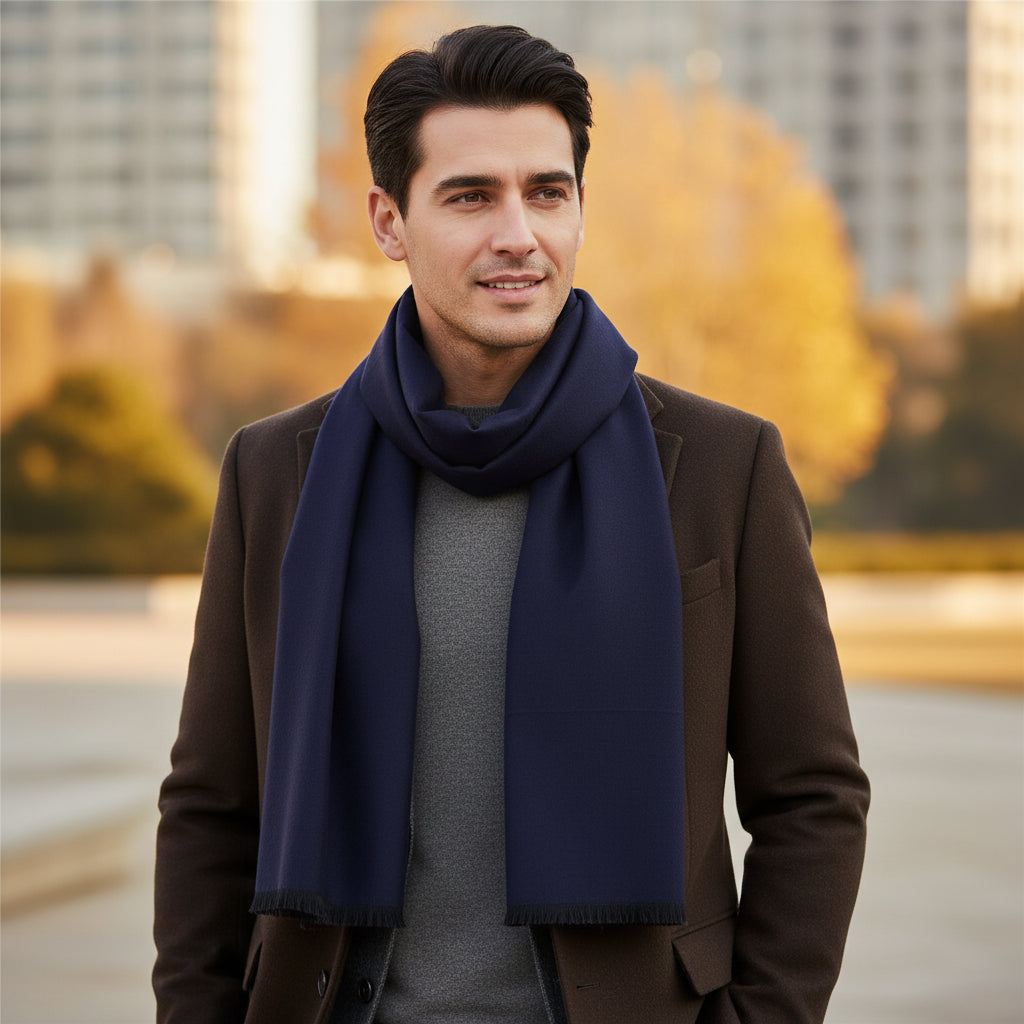 Men's Wool Scarf Navy