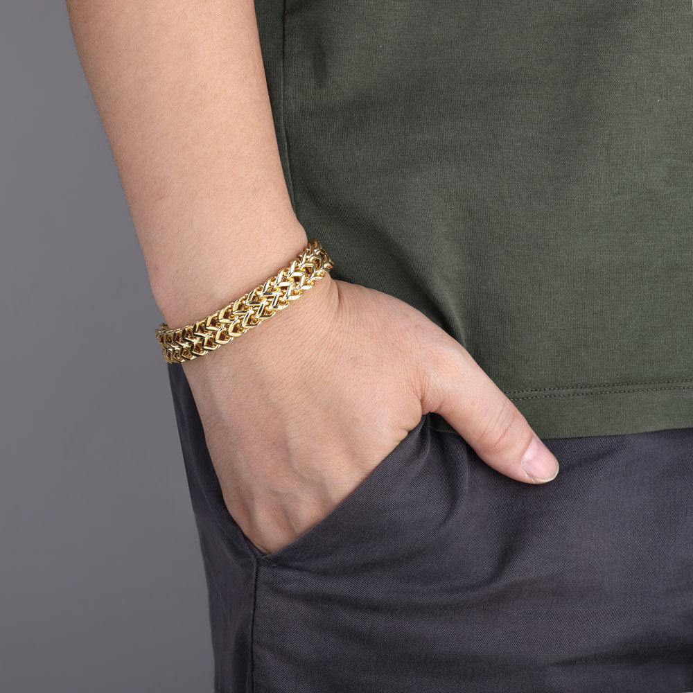 Men's Gold Stainless Steel Bracelet with Magnetic Clasp Gold Stainless Steel Bracelet