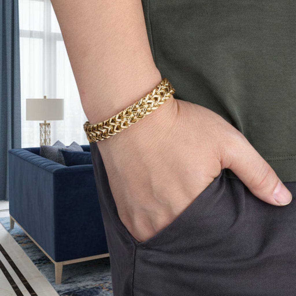 Men's Gold Stainless Steel Bracelet with Magnetic Clasp