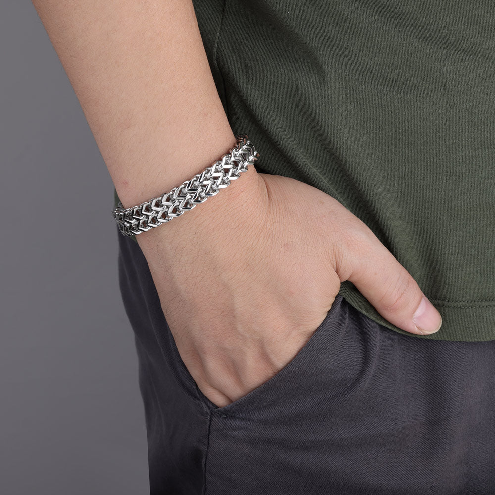 Stainless Steel Men's Chunky Silver Bracelet mens silver bracelets