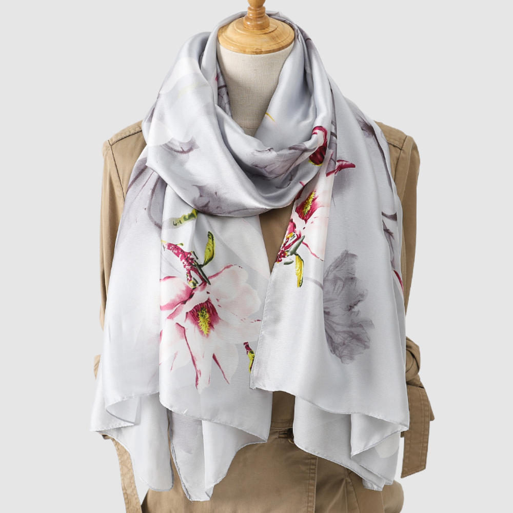Floral Lightweight Silver Scarf silver scarf
