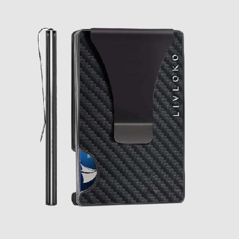 Carbon Fibre Black RFID Card Wallet credit card wallet mens slim