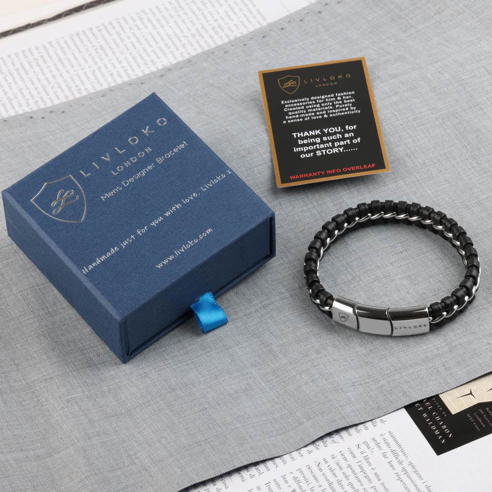 Men's Leather and Silver Bracelet Men's Leather and Silver Bracelet