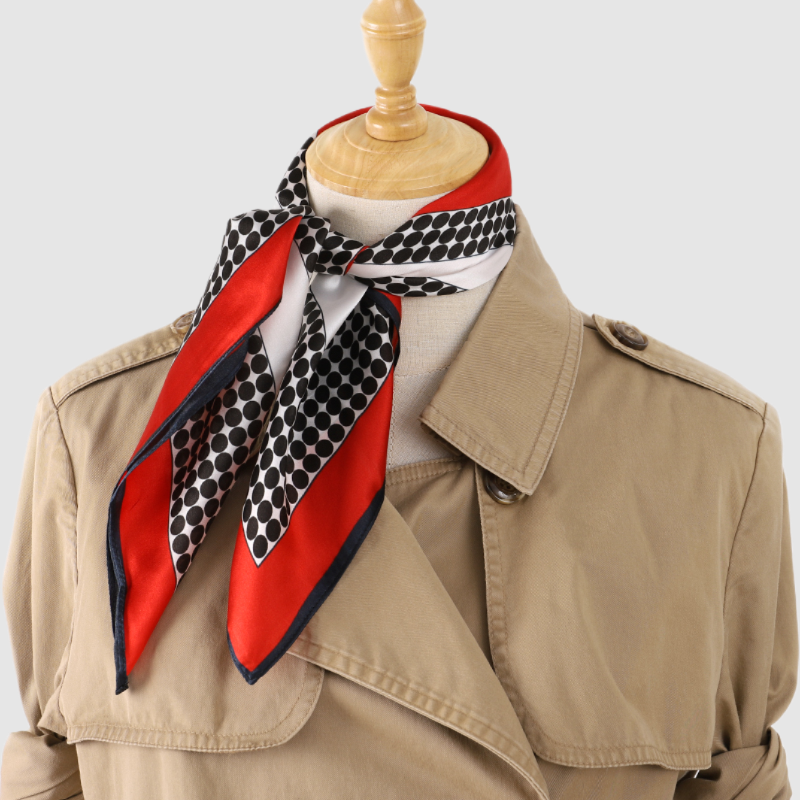 Retro Red and Black Silk Scarf white silk scarf