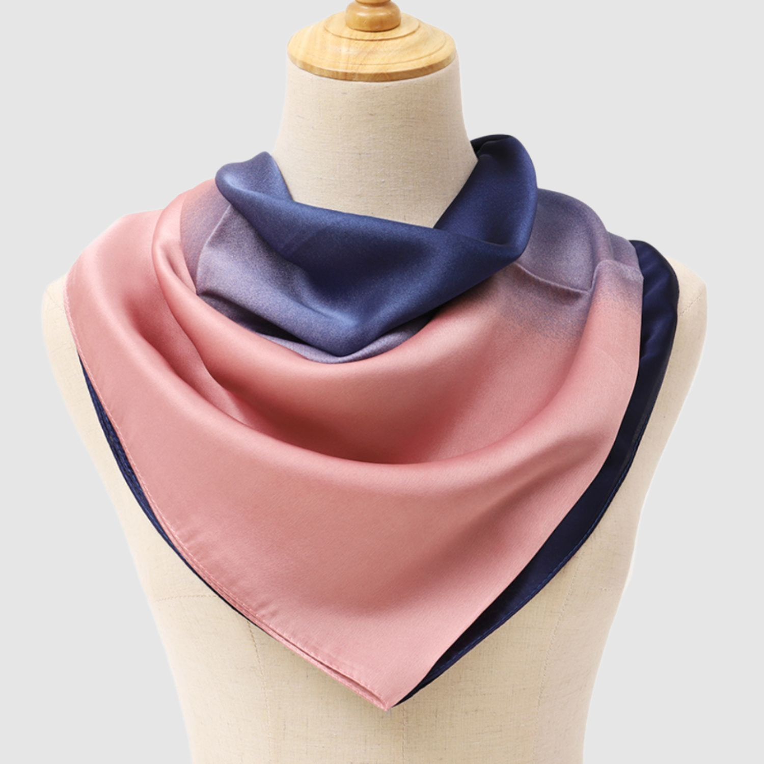 Light Pink and Navy Scarf Satin pink and blue scarf