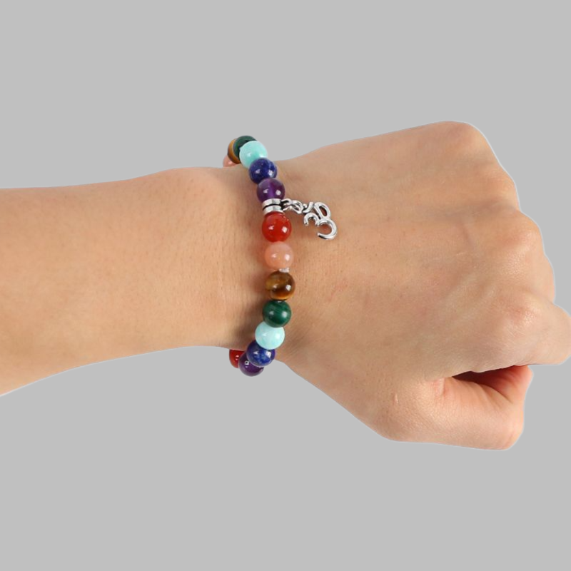 Chakra Crystal Bracelet with Om Pendant chakra bracelets for women