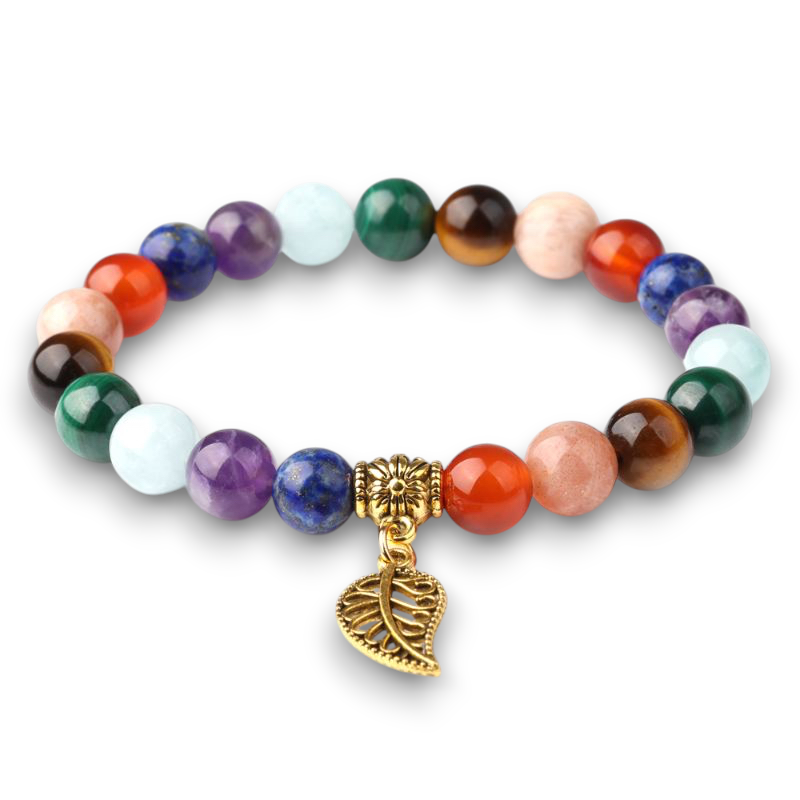 Gold-plated 7 Chara Braclet and Leaf Charm crystal chakra pendant product image