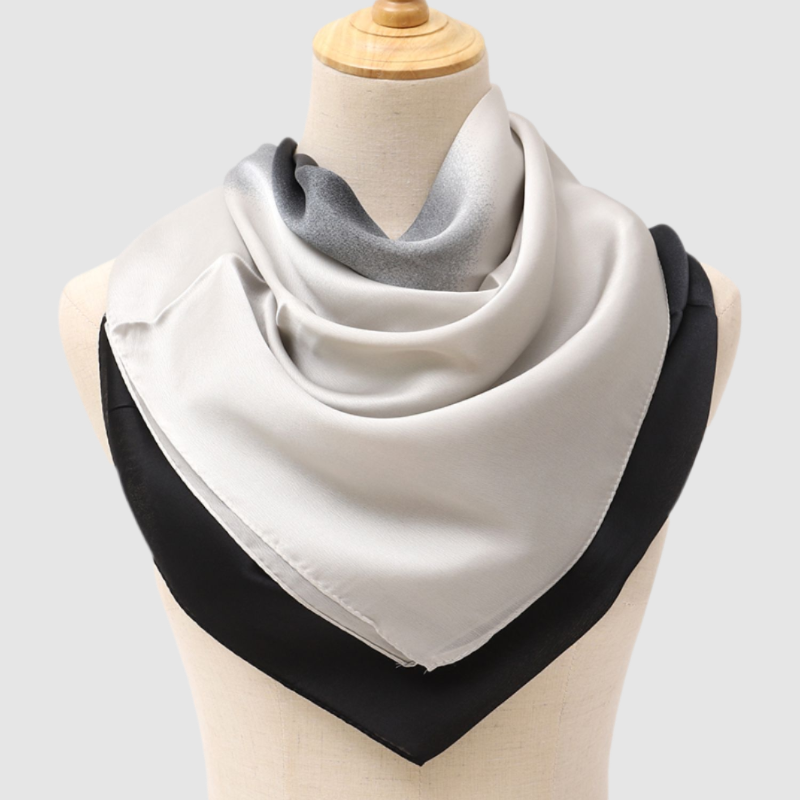 Black and Light Grey Satin Scarf light grey scarf