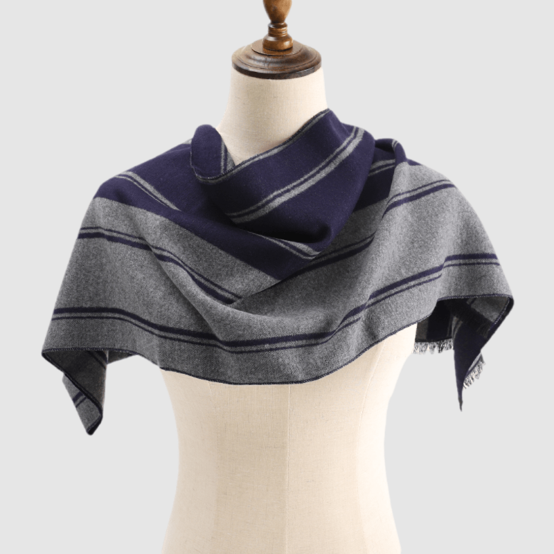 Men's Striped Wool Scarf Navy Grey Men's Striped Wool Scarf Navy Grey
