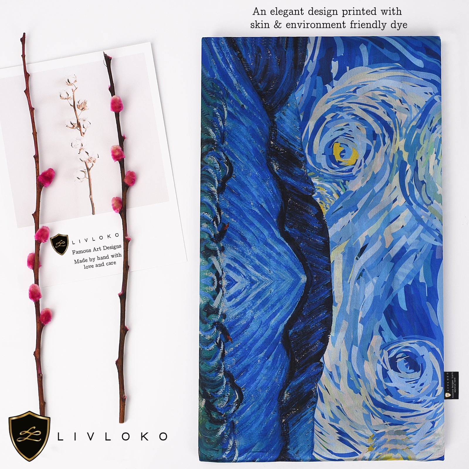 Starry Night Blue Scarf print scarf