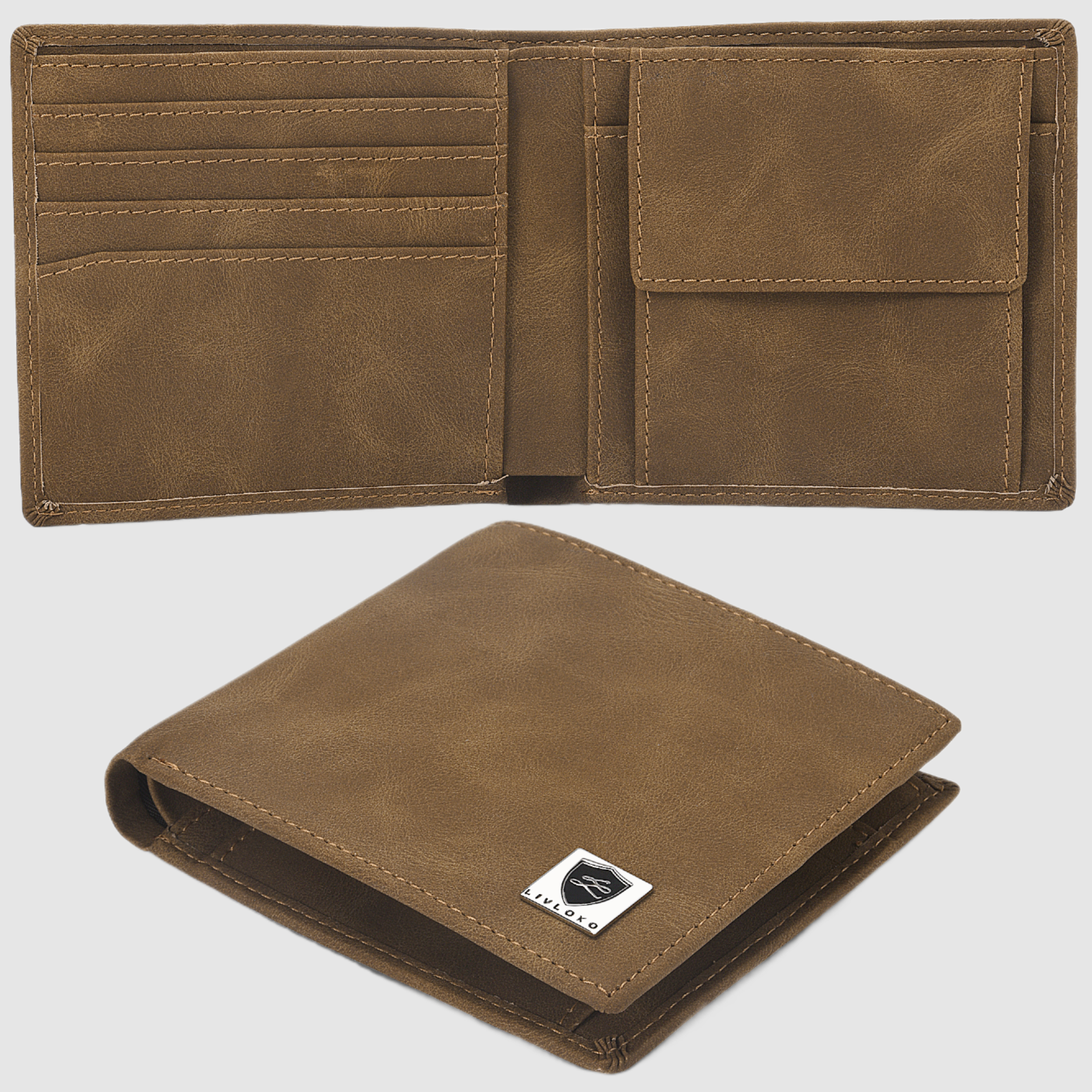 Men's Brown Soft Leather Vegan Wallet brown wallet