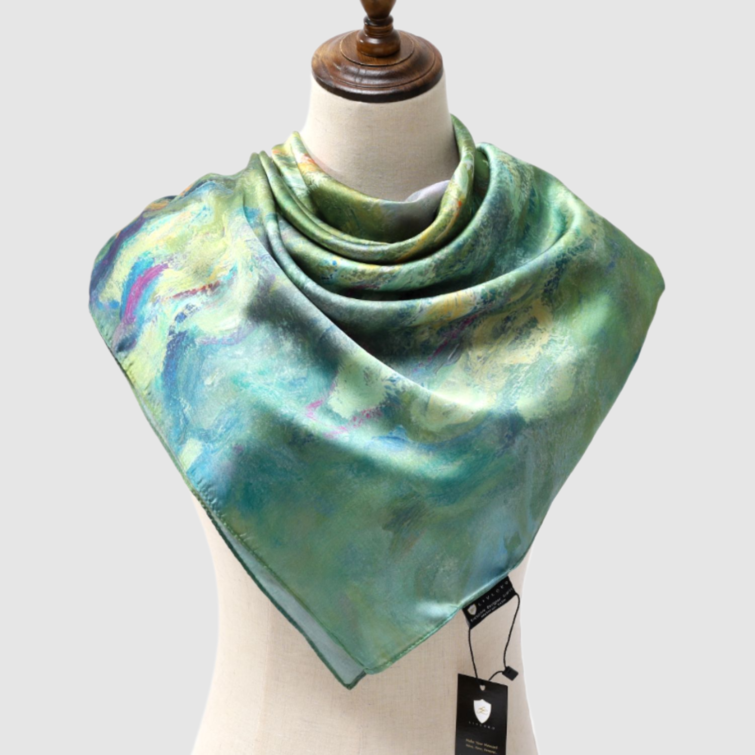 Water Lilies Printed Satin Scarf Water Lilies Printed Satin Scarf