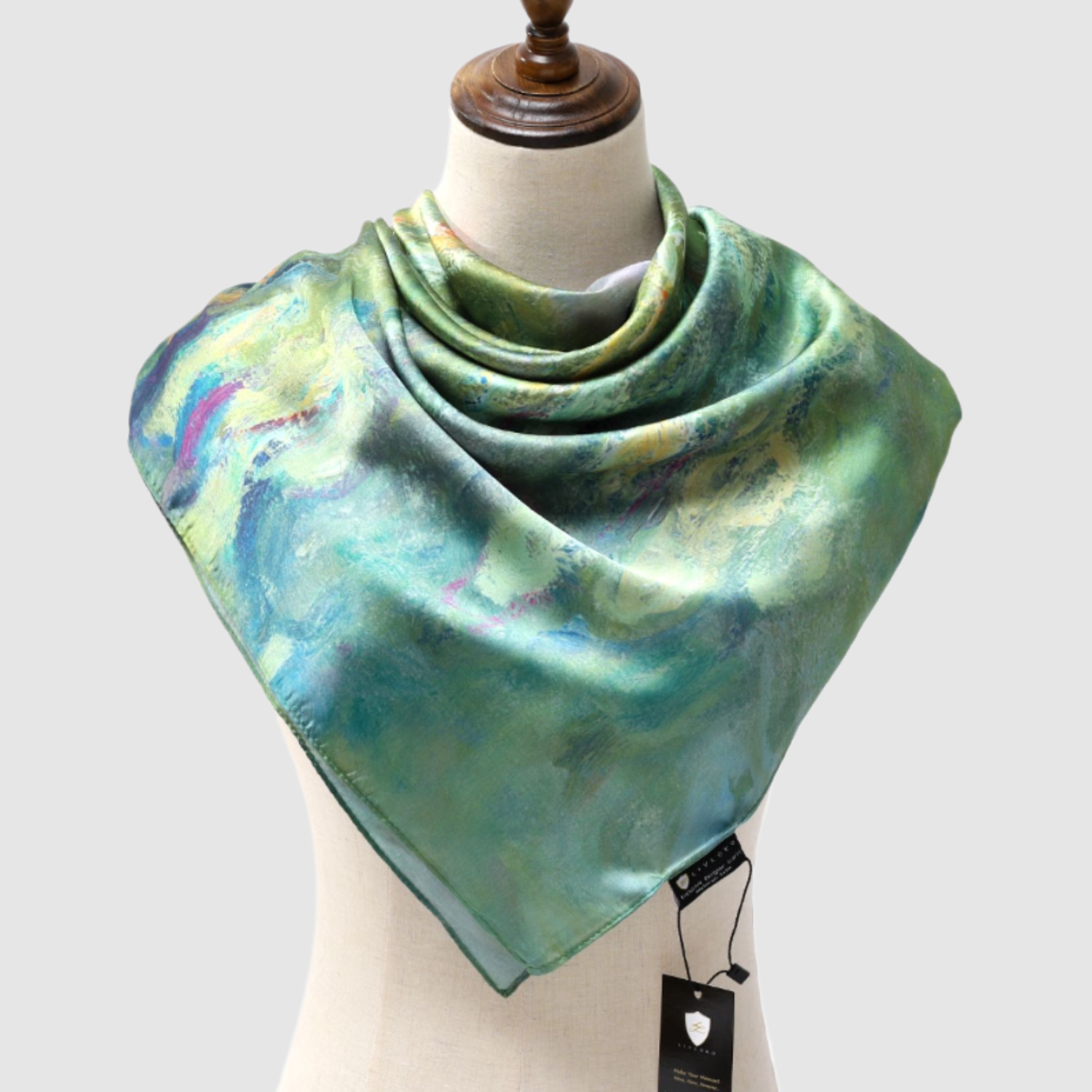 Water Lilies Printed Satin Scarf