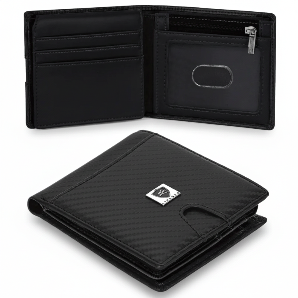 RFID Card Holder Black Wallet for Men carbon fibre card holder RFID product image