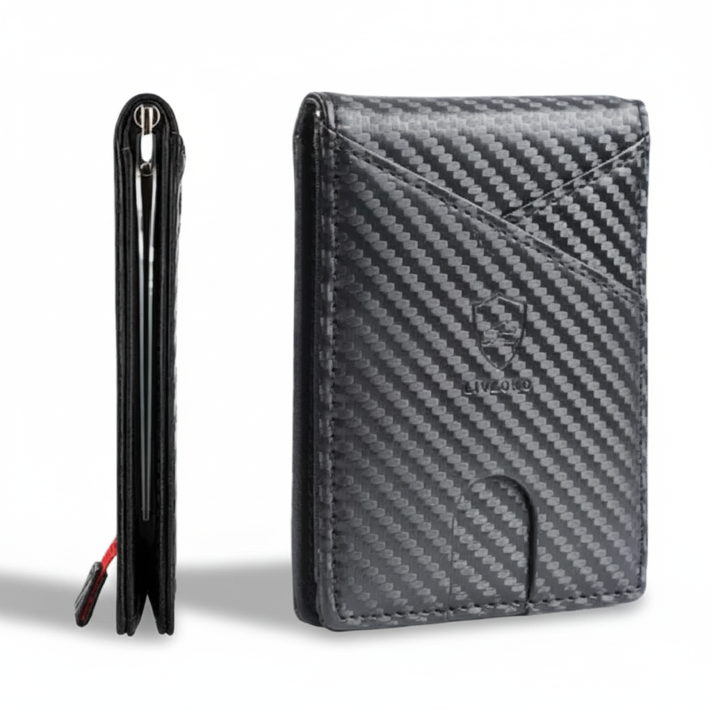 RFID Money Clip Card Holder Black Wallet carbon fibre money clip RFID product image
