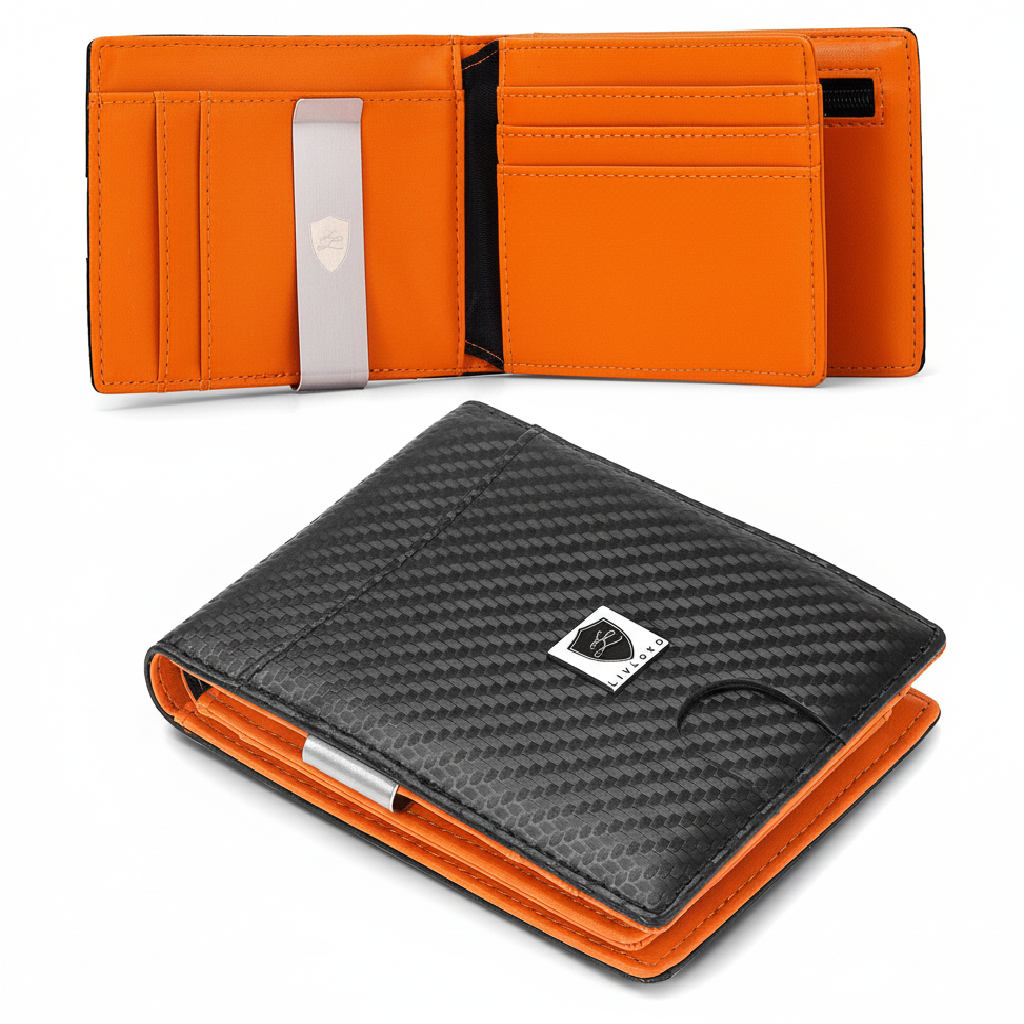 Designer Wallet Money Clip Card Holder for Men carbon fibre bifold RFID product image