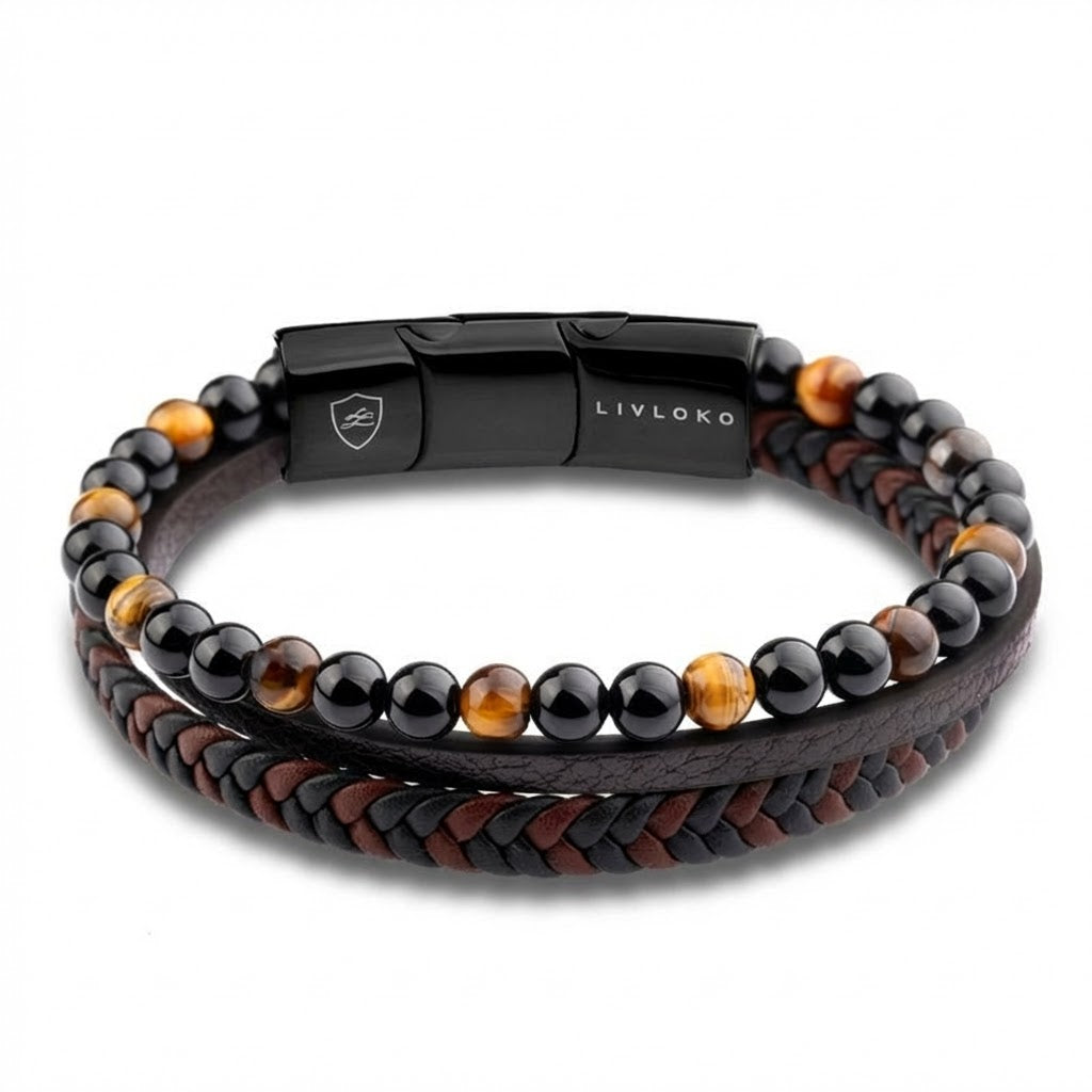 Tiger Eye Braided Leather Bracelet product image