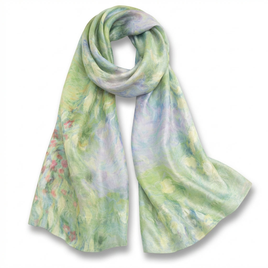 Water Lilies Printed Satin Scarf product image