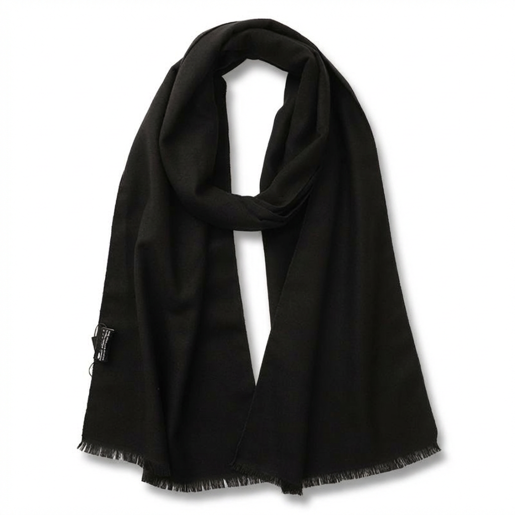 Men's Deep Black Wool Scarf black wool product image