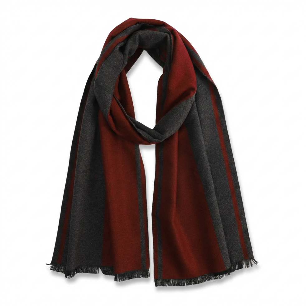 Men's Striped Wool Scarf Maroon Grey grey wool product image