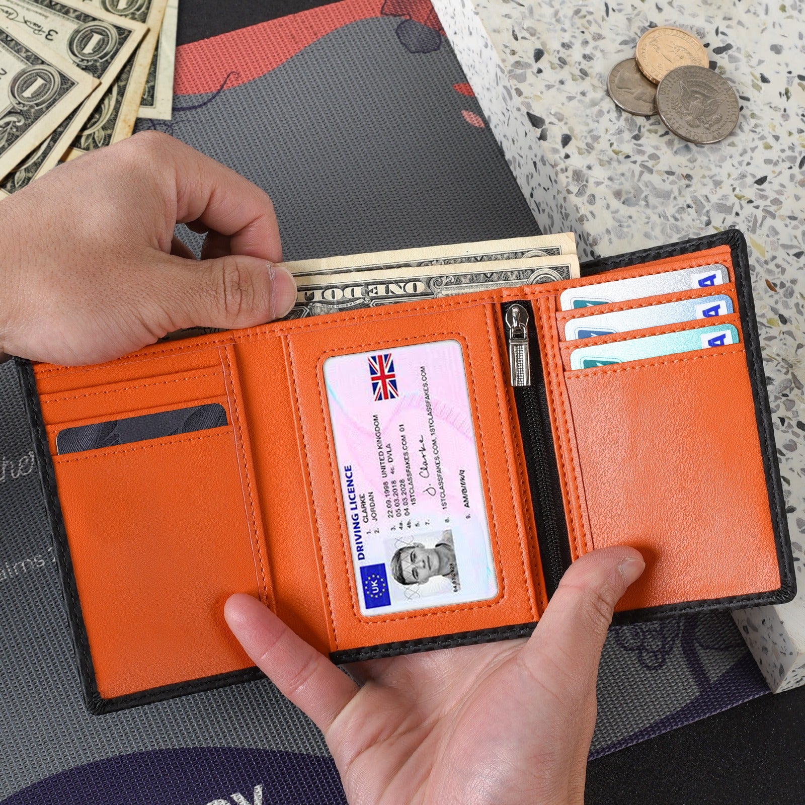 Tri-fold RFID Chip Wallet rfid mens wallet