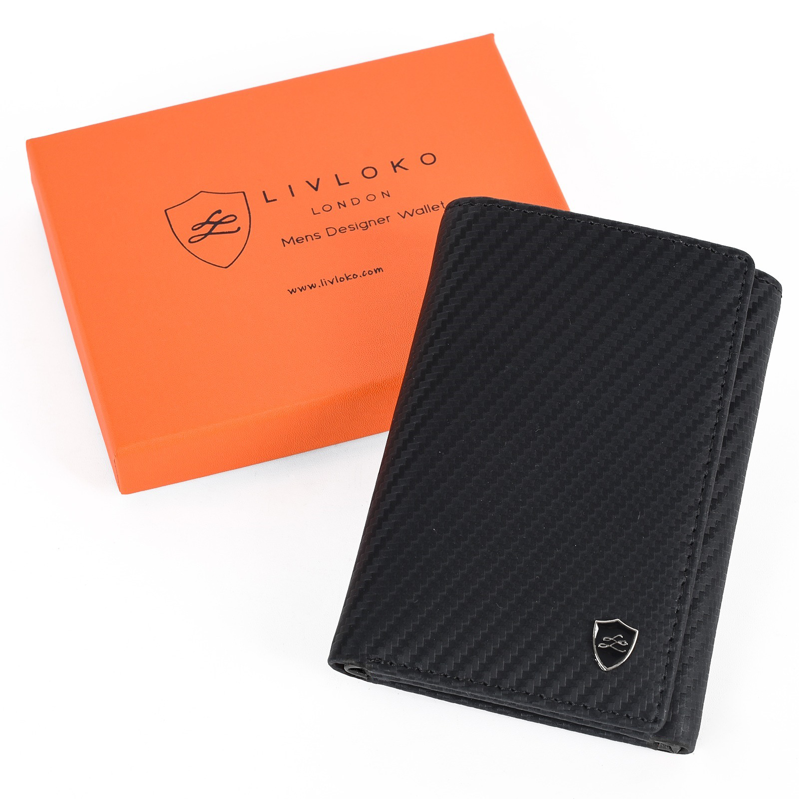 Carbon Fibre Black Wallet Card Holder tri fold wallet